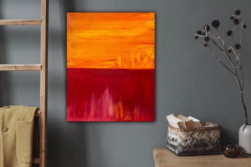 MarK Rothko Style Rustic Abstract Original Oil Painting On Canvas 50x40cm Red
