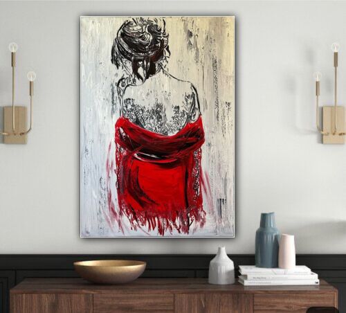 Richter StyLe Abstract Original Oil Painting On Canvas 70x50cm Morning Nude Red