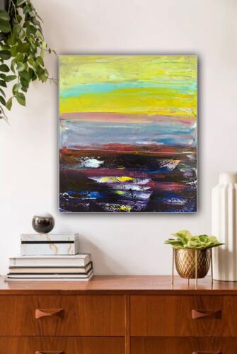 Richter Abstract original oil Painting on Canvas 60X 50cm Sunset seaside escape