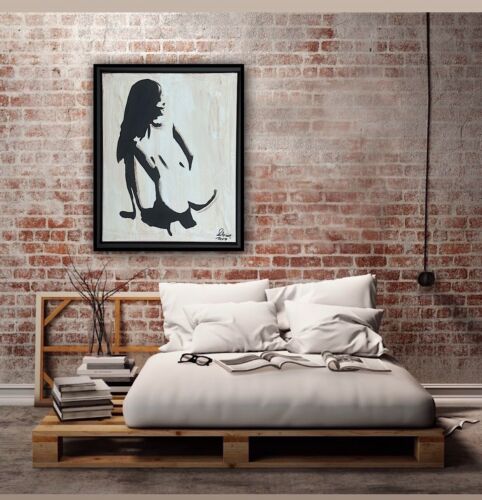 Framed Original Contemporary Abstract Oil Painting On Canvas 48x38cm Nude Oka