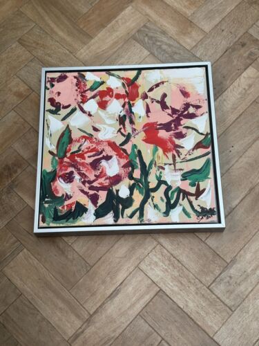 Framed Original Abstract Contemporary Oil Painting On Canvas 45x45cm Roses Oka