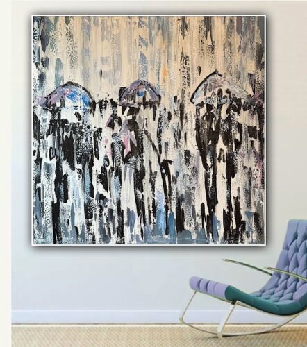 Richter Original Abstract Oil Painting 100x100cm On 2cm Canvas London Rain I