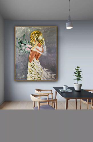 Richter Style Original Abstract Oil Painting On Canvas 100x80cm ‘Wedding Day’ portrait