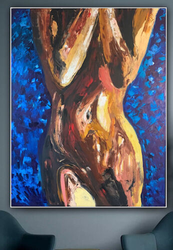 Large Abstract Original Oil Painting On 100x77cm canvas Sculpture Nude Unframed