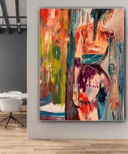 Richter Style Original Abstract Oil Painting On Canvas 100x80cm Morning Nude