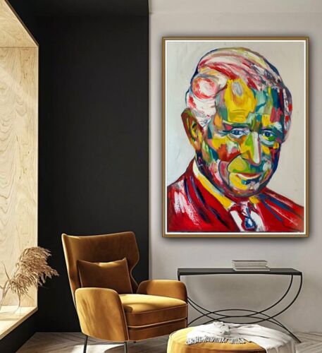 Original Abstract Oil Painting On Canvas 80x60cm King Charles III Coronation portrait
