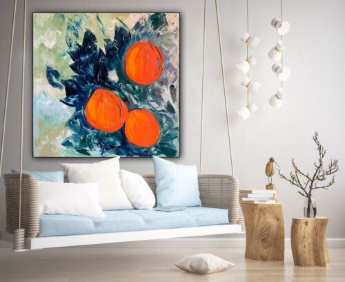 Richter Style Original Abstract Oil Painting On Canvas 80x80cm Orange Tree