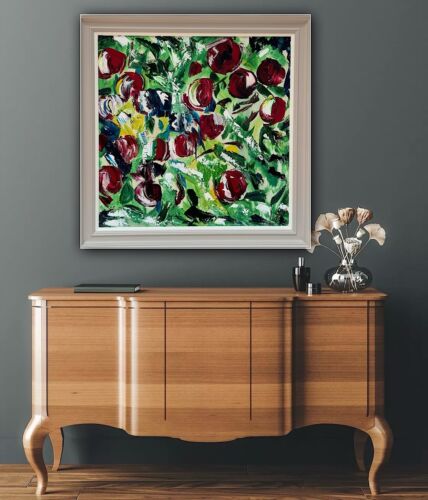 Framed Original Anstract Oil Painting On Canvas 71x71cm Apple Tree 2 Texture Oka