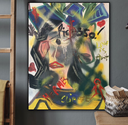 Richter Original Abstract Oil Painting On 4cm Canvas 47x60cm Graffiti Street Art