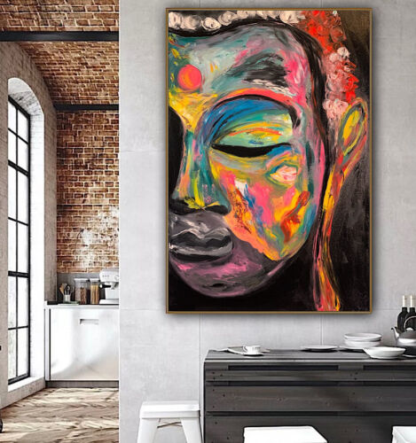Impressionist Original Abstract Oil Painting On Canvas 90x60cm Buddha Art Happy