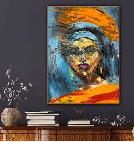 Original Abstract Oil Painting On Canvas 62x46cm Fashion Queen II African Art portrait
