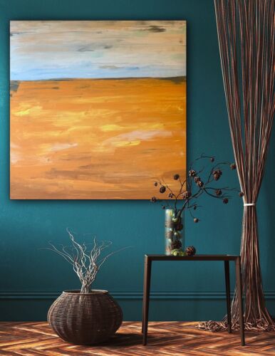 Richter StyLe Abstract Original Oil Painting On Canvas 90x90cm Gold Sands Sea