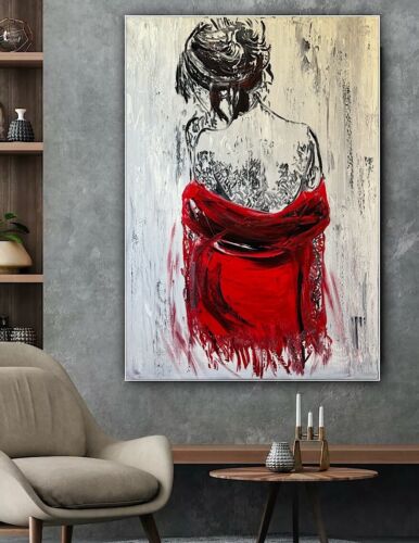 Richter StyLe Abstract Original Oil Painting On Canvas 70x50cm Morning Nude Red