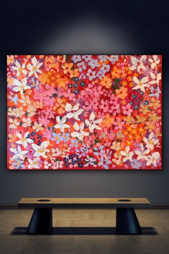 Framed Original Abstract Oil Painting On Canvas 121x92cm Summer Garden Textured floral