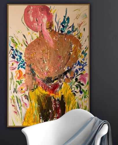Renoir Style Original Abstract Oil Painting on canvas 90X60cm Woman in a meadow