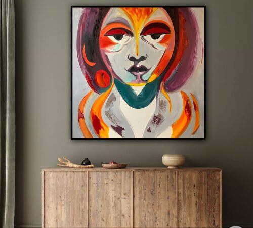 Abstract Original Oil Painting On Deep Canvas 60x60cm Morfeo portrait