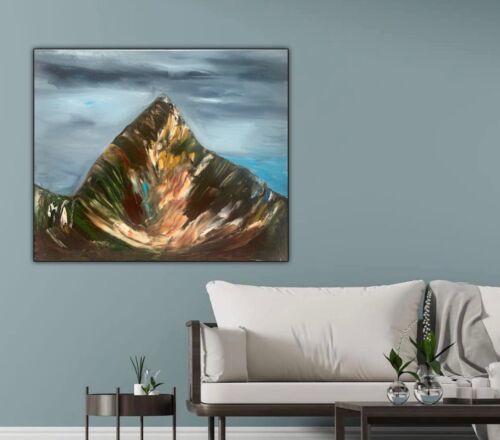 Richter Original Abstract Oil Painting On 1.8cm Canvas 50x60cm Mountain Peak Art