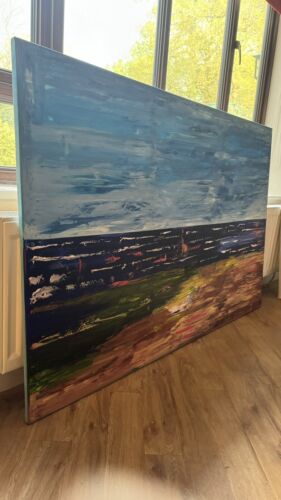 Richter Style Original Abstract Oil Painting On Canvas 150x100cm Seascape Ocean