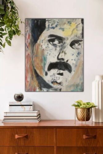 Freddie Mercury Original Abstract Oil Painting On Canvas 30x25cm Queen Portrait