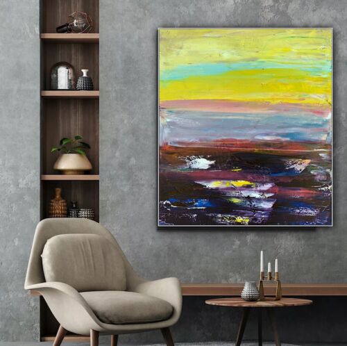 Richter Abstract original oil Painting on Canvas 60X 50cm Sunset seaside escape