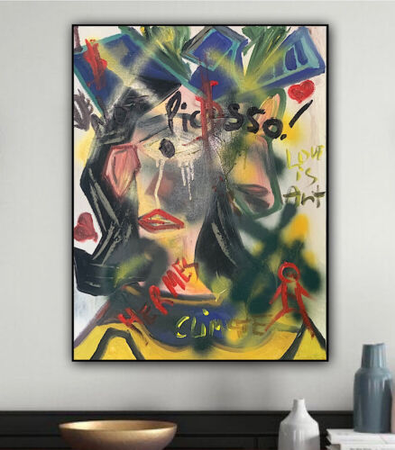 Richter Original Abstract Oil Painting On 4cm Canvas 47x60cm Graffiti Street Art