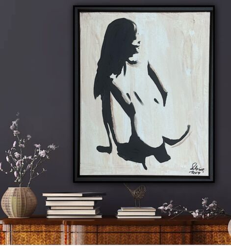 Framed Original Contemporary Abstract Oil Painting On Canvas 48x38cm Nude Oka