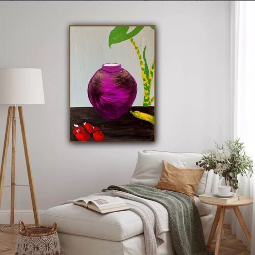 Large Abstract Original Oil Painting On 60 X 46cm canvas Exotic Vase Still life