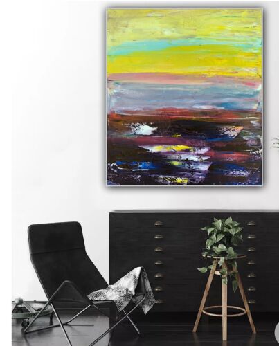 Richter Abstract original oil Painting on Canvas 60X 50cm Sunset seaside escape