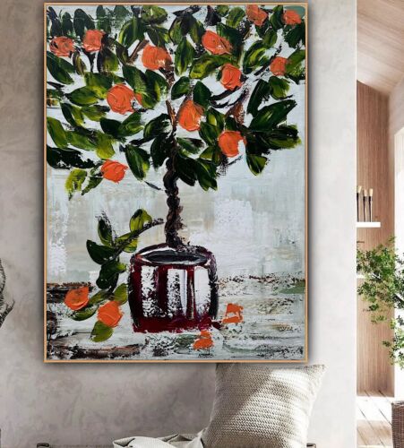 Renour Abstract Original Oil Painting On 80x60cm canvas Textured Orange Tree