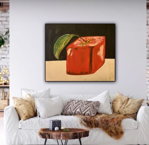 Original Large Oil Painting On 1.5mm Canvas , 50cm X60cm Abstract ‘Flower’ Ready
