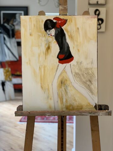 L S Lowry StyLe Abstract Oil Painting On Canvas 50 X 40cm Figurative Mini Skirt
