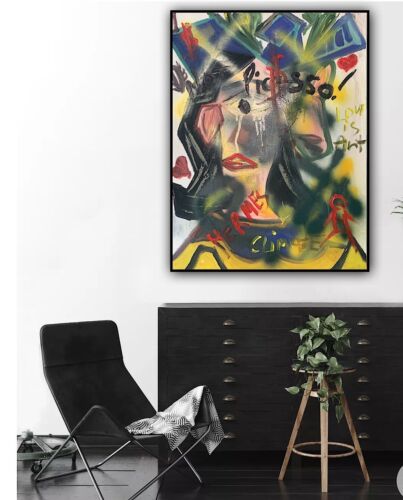 Richter Original Abstract Oil Painting On 4cm Canvas 47x60cm Graffiti Street Art