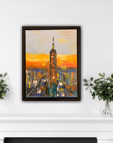 Framed Original Abstract Oil Painting On deep Canvas 50 x 40cm x 4cm New York