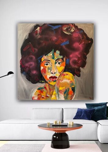Oka Contemporary Abstract Original Oil Painting 80x80cm Canvas Woman Portrait