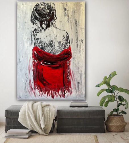 Richter StyLe Abstract Original Oil Painting On Canvas 70x50cm Morning Nude Red