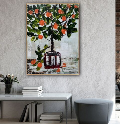 Renour Abstract Original Oil Painting On 80x60cm canvas Textured Orange Tree