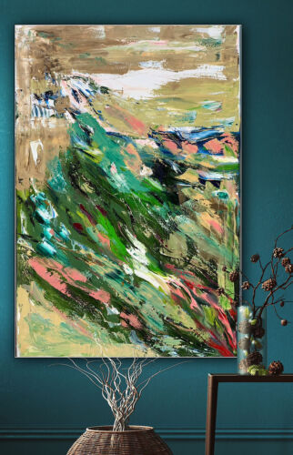 Kandinsky Style Original Abstract Oil Painting On Canvas 90x60cm Lake District