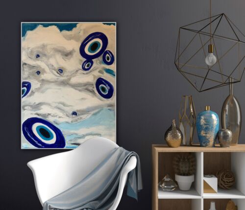 impresionist Abstract Original Oil Painting 2cm Canvas 47x60cm Eye In The Sky
