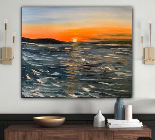 Monet Style Impressionist Abstract original Oil Painting Canvas 50x60cm Ocean 2