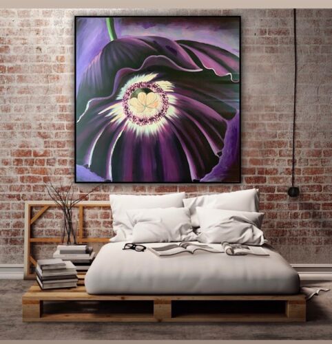 Richter Abstract Original Oil Painting On 2cm Canvas 95cm x 95cm Purple Flower