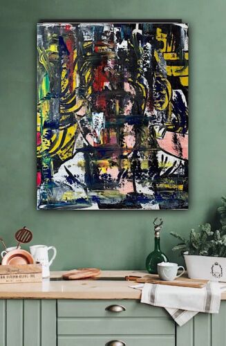Richter Style Original Abstract Oil Painting On Canvas 50x60cm Graffiti Art
