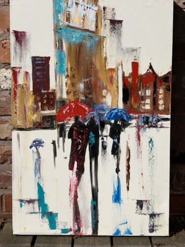 Richter Original Abstract Oil Painting 76x52x4cm Canvas Paris Rain Love