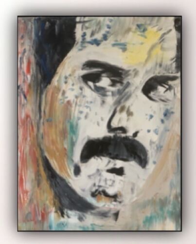 Freddie Mercury Original Abstract Oil Painting On Canvas 30x25cm Queen Portrait