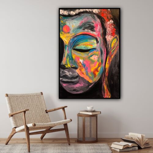 Impressionist Original Abstract Oil Painting On Canvas 90x60cm Buddha Art Happy
