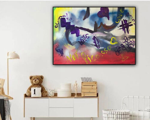 Graffiti art abstract original Oil Painting On 16mm Canvas 50cm X 70cm ‘Woman’
