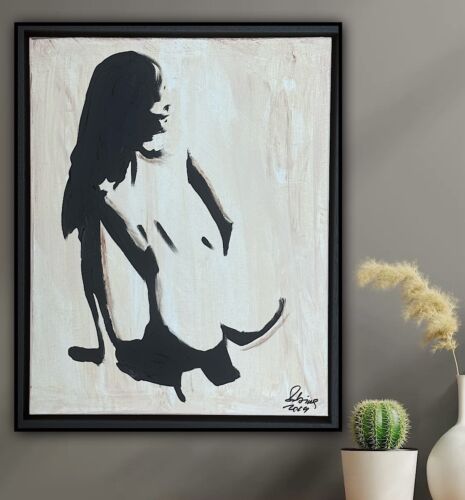 Framed Original Contemporary Abstract Oil Painting On Canvas 48x38cm Nude Oka