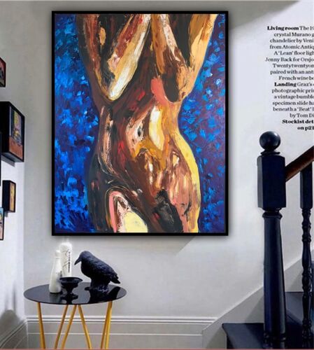 Large Abstract Original Oil Painting On 100x77cm canvas Sculpture Nude Unframed
