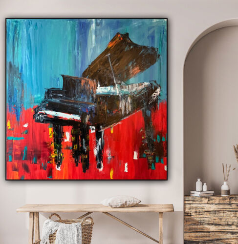 Richter Style Original abstract Oil Painting On Canvas 90X90cm Grand Piano Music
