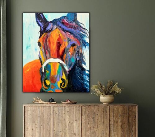 Richter StyLe Abstract Original Oil Painting On Canvas 50x60cm Dante Flame Horse