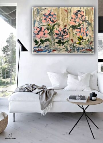Oka Contemporary Abstract Original Oil Painting 80x60cm Whispers Of pink Peonies flowers